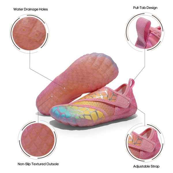 Boys & Girls Lightweight Water Shoes - PEACH COLORFUL - 1
